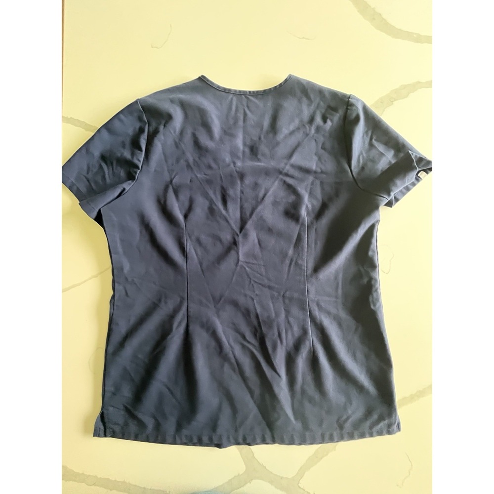 Figs Scrub Top Women's Medium Navy Blue Short Sleeve V-Neck Technical Collection - Picture 2 of 3